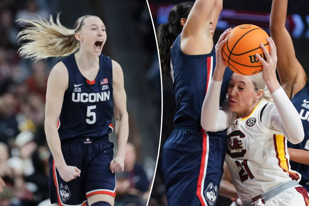 UConn يدمر ساوث كارولينا بـ 29 نقطة في بيان رئيسي