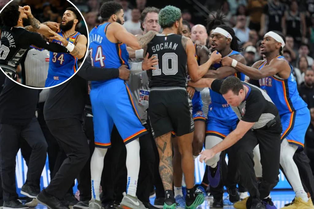 تتحول لعبة Thunder-Spurs إلى قبيح مع شجار مع إخراج العديد من اللاعبين