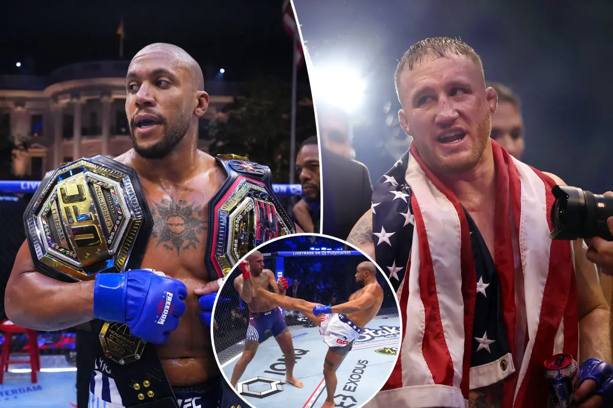 جاستن جايتجي وسيريل جين يفوزان بالأحزمة في UFC Freedom 250