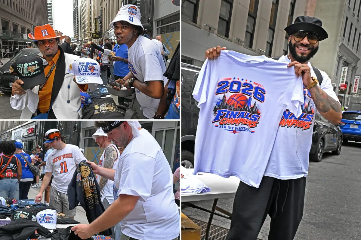 يتم بيع سلع Bootleg Knicks مثل الكعك الساخن في موكب شريط الشريط في مدينة نيويورك