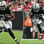 لاعب مبتدئ من فريق Raiders يركض للخلف لجذب انتباه الجميع